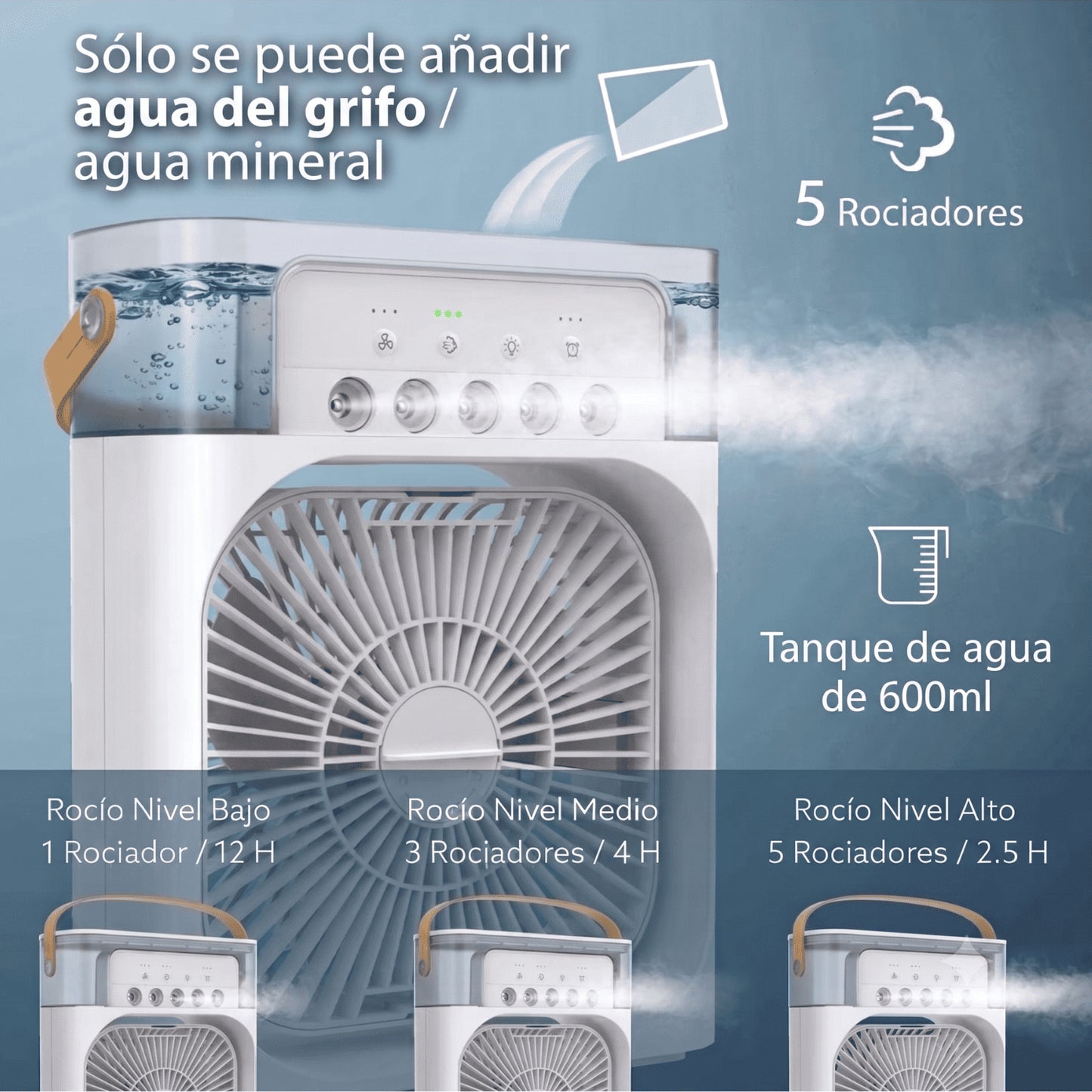 Mini Aire Frío Portátil 3 en 1