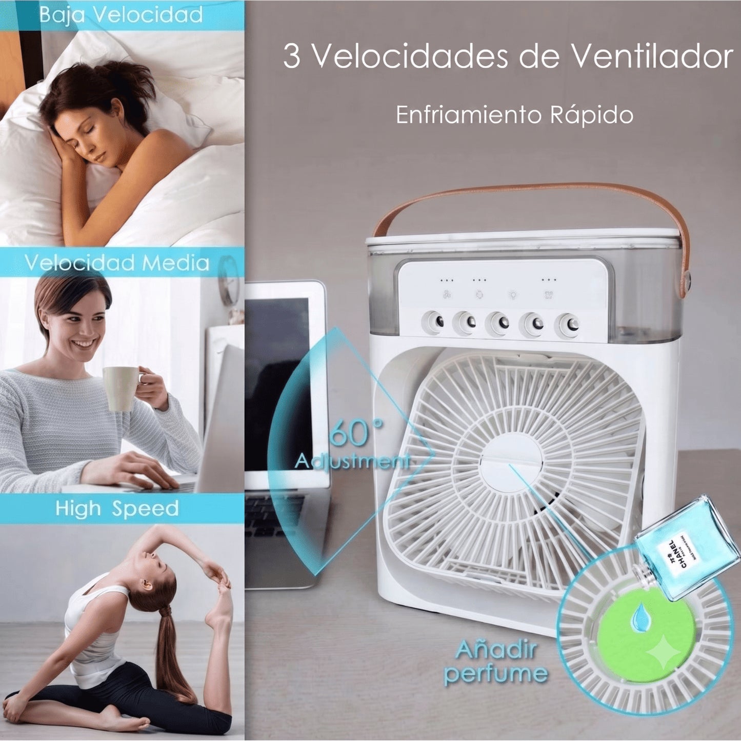 Mini Aire Frío Portátil 3 en 1